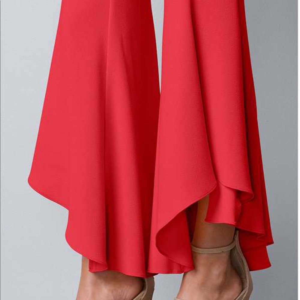 Venus red cropped palazzo ruffle hem pants XS - Picture 7 of 10